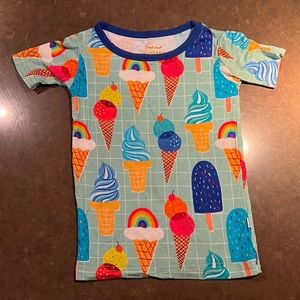 Little Sleepies Aqua Rainbow Sprinkles Two-Piece Short Sleeve  + Shorts PJs NWOT